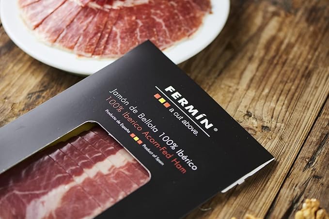 Fermin 100% Iberico Acorn-Fed Ham Sliced 2 oz (2 Pack) | Jamón de Bellota 100% Ibérico Loncheado, Authentic Spanish Iberico Acorn-Fed Ham