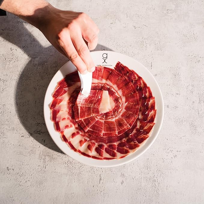 Acorn-Fed 100% Ibérico Ham (Jamón de Bellota) – Hand-Carved Pre-Sliced Round Plate 1.7 oz – Dry-Cured, Sea Salt Only – Product of Spain - Alta Expresion by Covap (1-Pack)